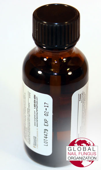 Rear view of the Fungi Nail Brand topical solution bottle